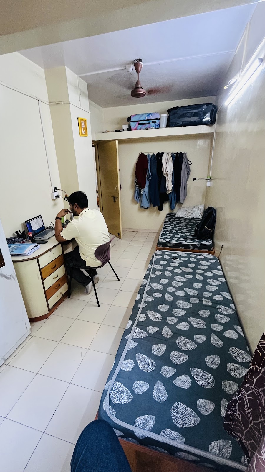 CA Student at Dedicated Study Desk with Laptop & Overhead Shelf